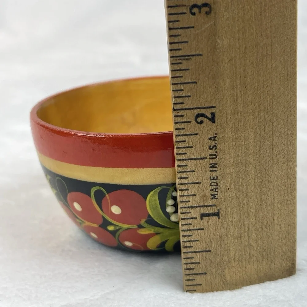 Painted Wood Trinket Bowl & Bamboo Shell Tray Set – Small Decorative Dishes